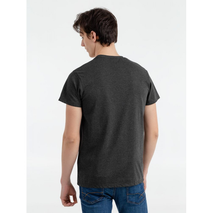 Футболка мужская приталенная Regent Fit черный меланж, размер XXL