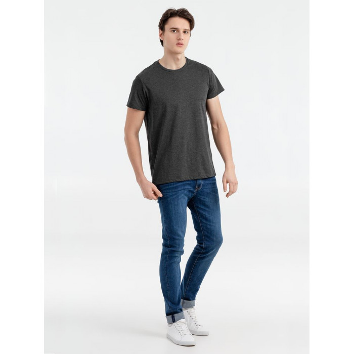 Футболка мужская приталенная Regent Fit черный меланж, размер XXL