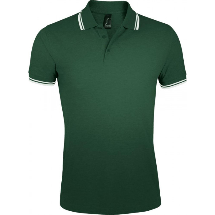 Рубашка поло мужская Pasadena Men 200 с контрастной отделкой зеленая с белым, размер 3XL