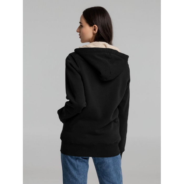 Толстовка унисекс на молнии Sherpa черная, размер XXS