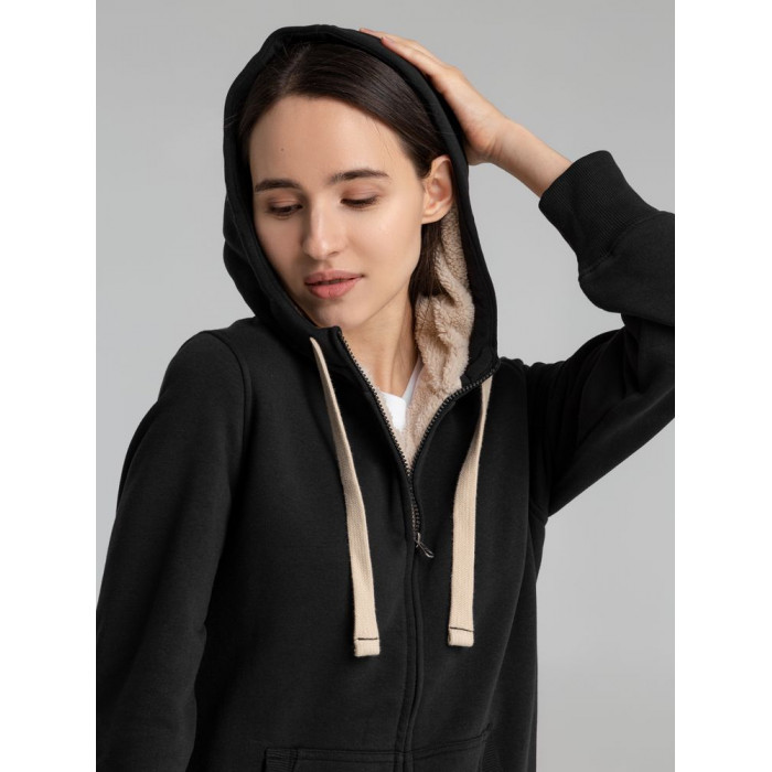 Толстовка унисекс на молнии Sherpa черная, размер XXS