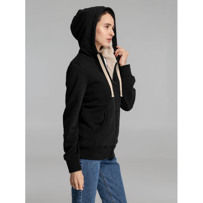 Толстовка унисекс на молнии Sherpa черная, размер XXS