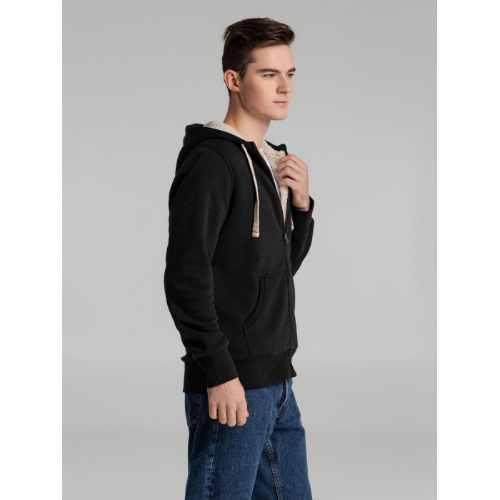 Толстовка унисекс на молнии Sherpa черная, размер XXS