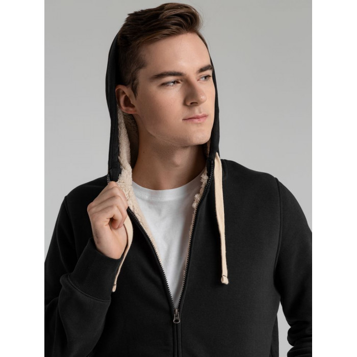 Толстовка унисекс на молнии Sherpa черная, размер XXS