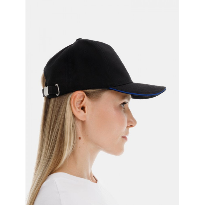 Бейсболка Long Beach, черная с ярко-синим