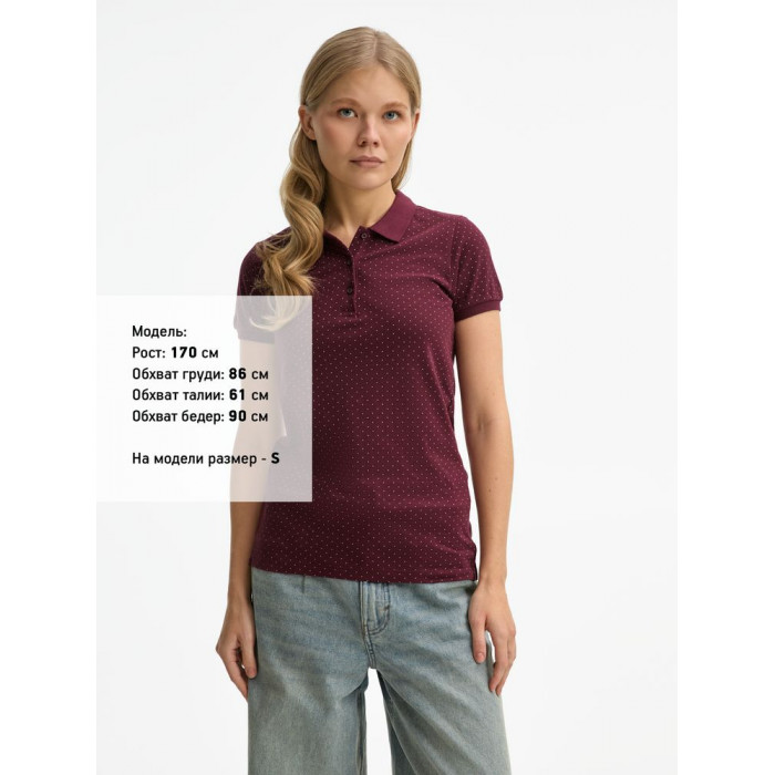 Рубашка поло женская Brandy Women, бордовая с белым, размер XXL