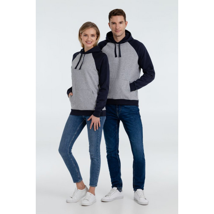 Толстовка унисекс Seattle серый меланж/темно-синий, размер XXL