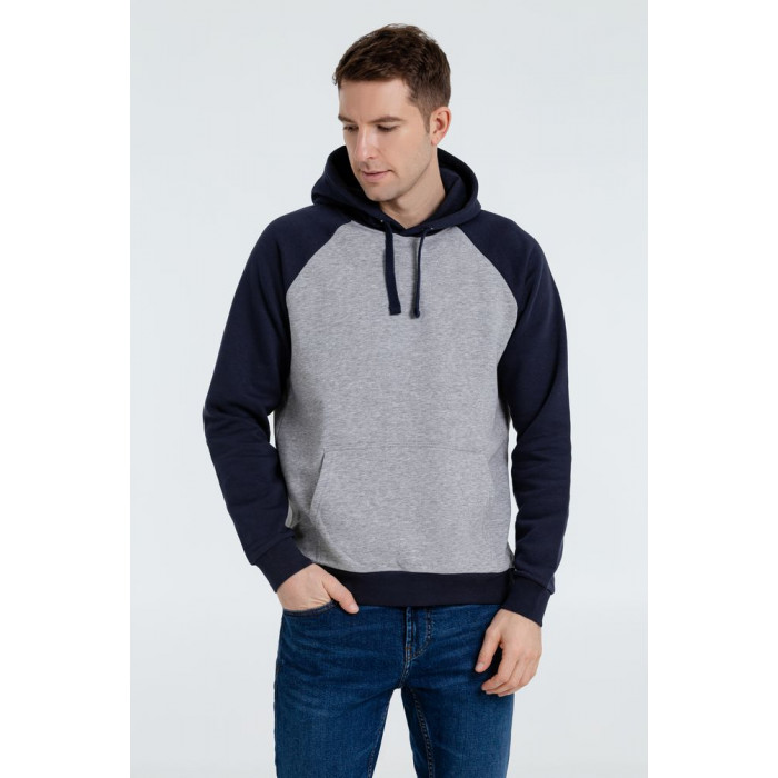 Толстовка унисекс Seattle серый меланж/темно-синий, размер XXL