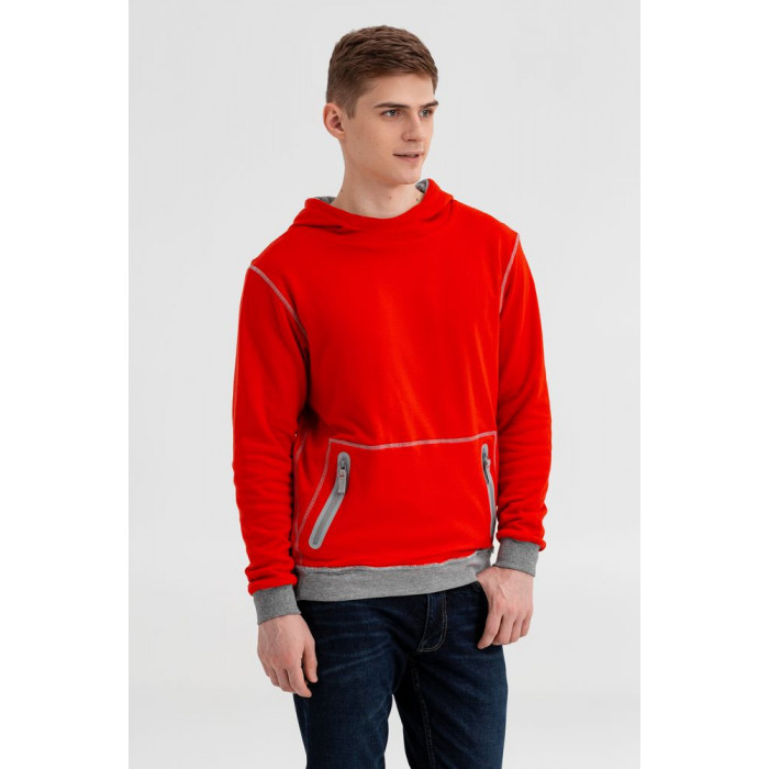 Двусторонняя толстовка Revers, серая с красным
