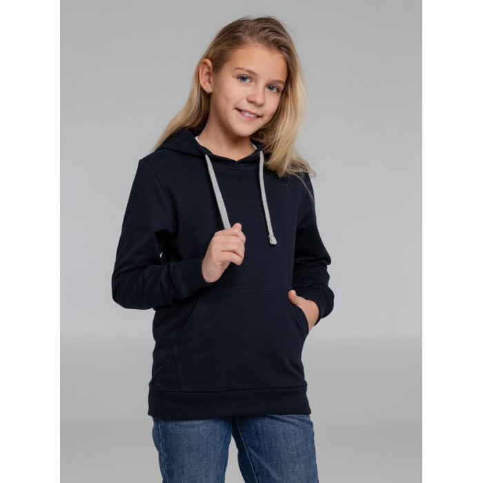 Толстовка с капюшоном детская Kirenga Kids, темно-синяя, 12 лет