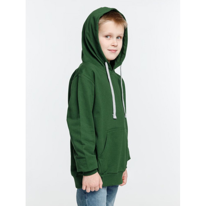 Толстовка с капюшоном детская Kirenga Kids, темно-зеленая, 12 лет