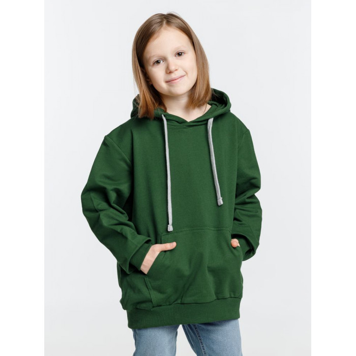 Толстовка с капюшоном детская Kirenga Kids, темно-зеленая, 12 лет