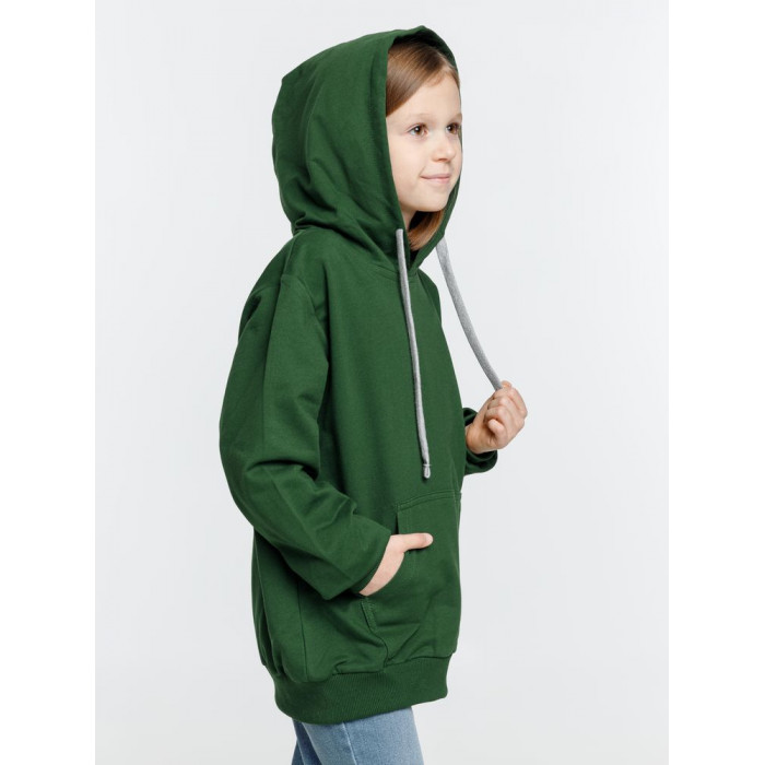 Толстовка с капюшоном детская Kirenga Kids, темно-зеленая, 12 лет