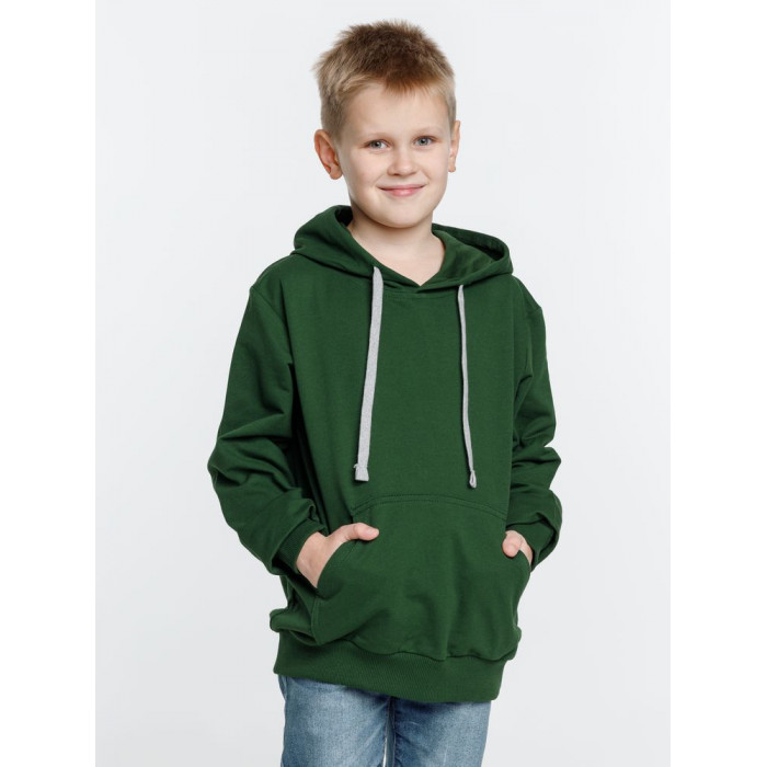 Толстовка с капюшоном детская Kirenga Kids, темно-зеленая, 12 лет