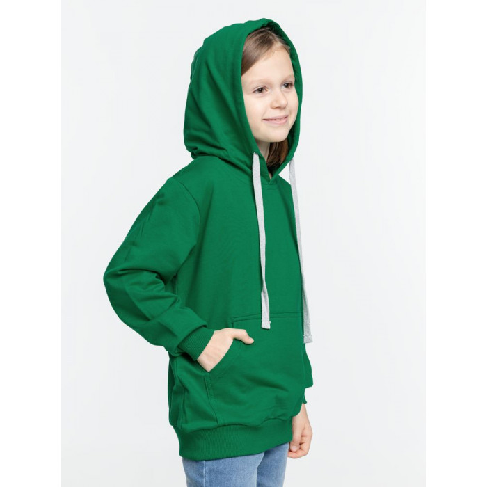 Толстовка с капюшоном детская Kirenga Kids, зеленая, 10 лет