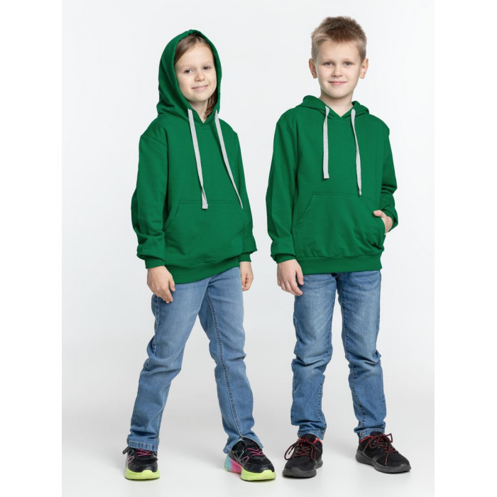 Толстовка с капюшоном детская Kirenga Kids, зеленая, 10 лет