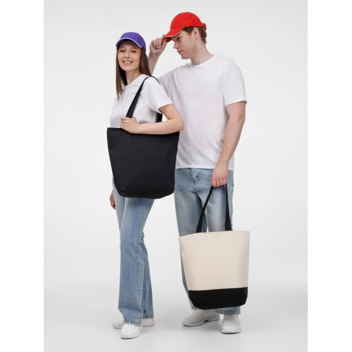 Сумка для покупок на молнии Shopaholic Zip, неокрашенная с черным