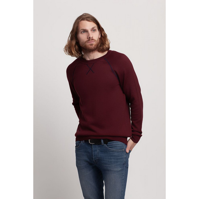 Джемпер Stitch с контрастной отделкой, бордовый с синим, размер XL