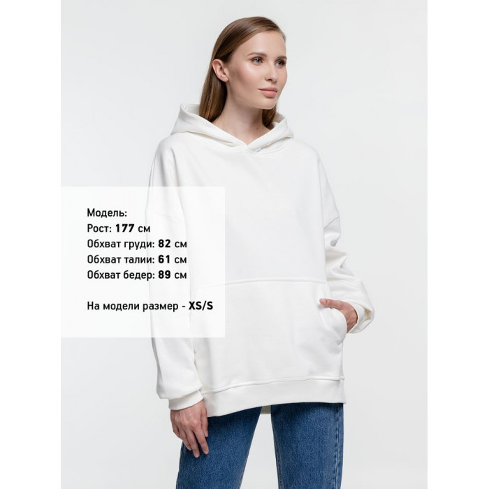 Худи оверсайз Kulonga Comfort Heavy, молочно-белое, размер XS/S