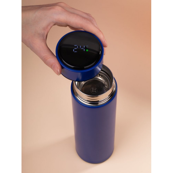 Смарт-бутылка с заменяемой батарейкой Long Therm, синяя