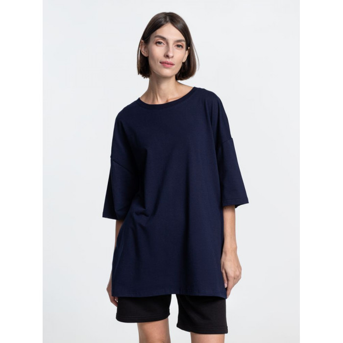 Футболка унисекс оверсайз Crosstown, темно-синяя, размер XXL