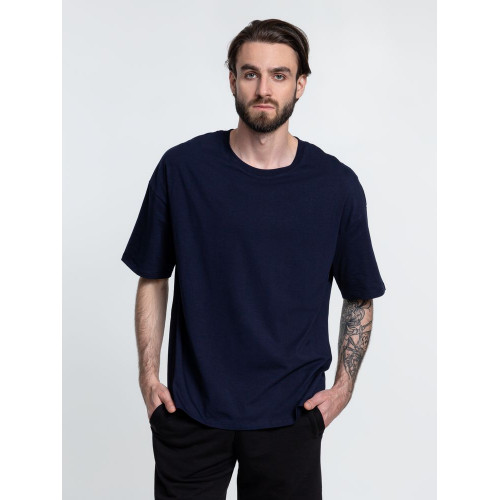 Футболка унисекс оверсайз Crosstown, темно-синяя, размер XXL