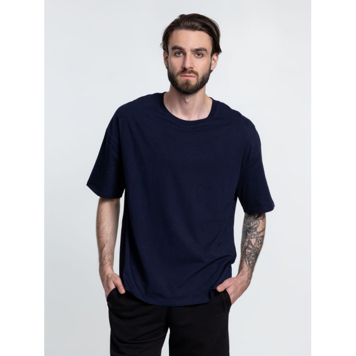 Футболка унисекс оверсайз Crosstown, темно-синяя, размер XXL