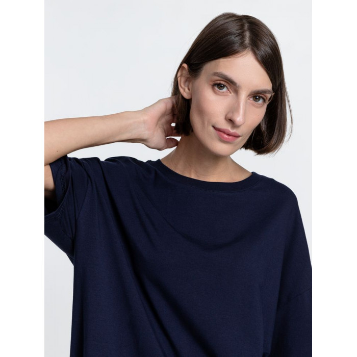 Футболка унисекс оверсайз Crosstown, темно-синяя, размер XXL