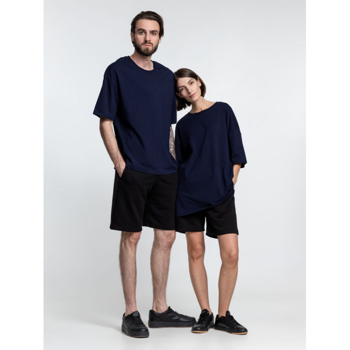 Футболка унисекс оверсайз Crosstown, темно-синяя, размер XXL