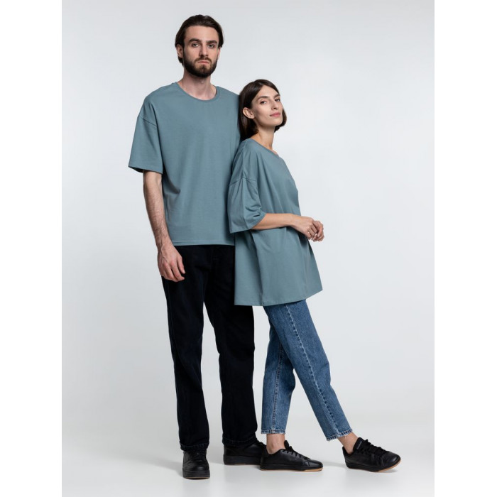 Футболка унисекс оверсайз Crosstown, серо-зеленая, размер XXL