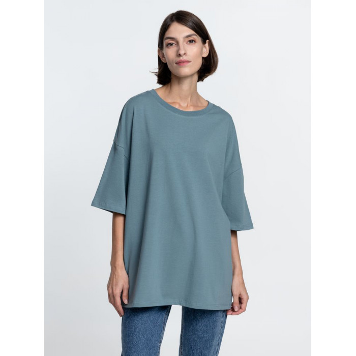 Футболка унисекс оверсайз Crosstown, серо-зеленая, размер XXL