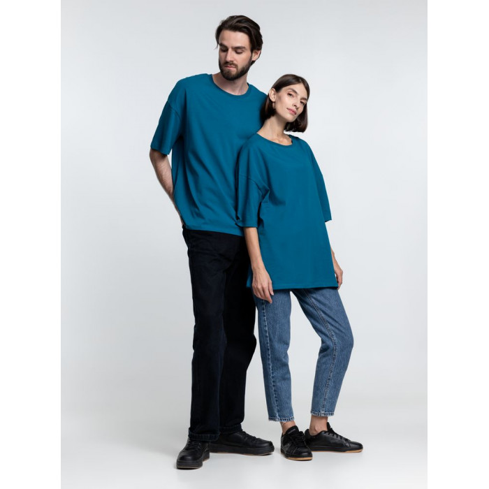 Футболка унисекс оверсайз Crosstown, бирюзовая (морская волна), размер XXL