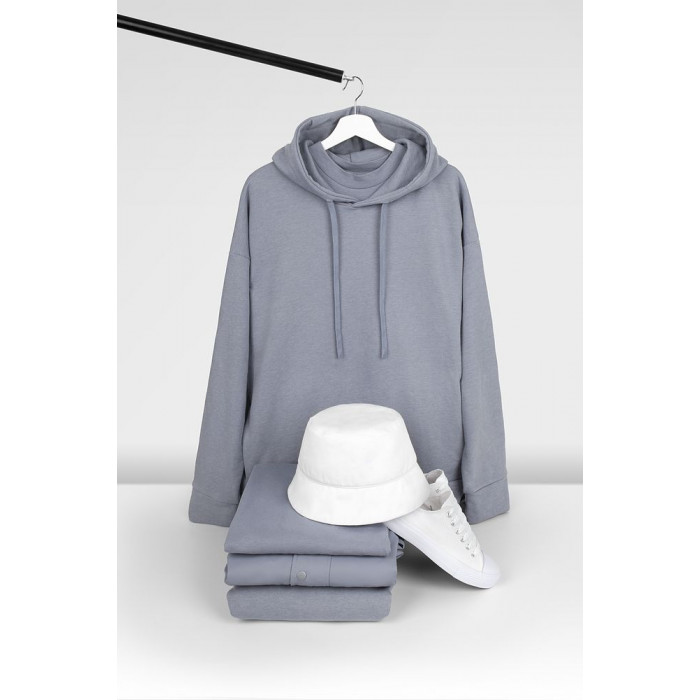 Худи унисекс H2, серое, размер XL/XXL