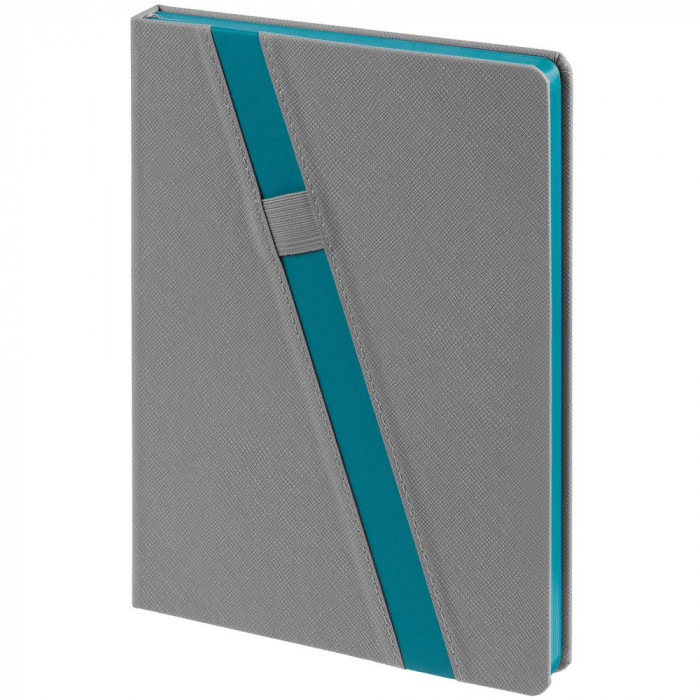 Ежедневник Rubikon на заказ, недатированный серо-бирюзовый