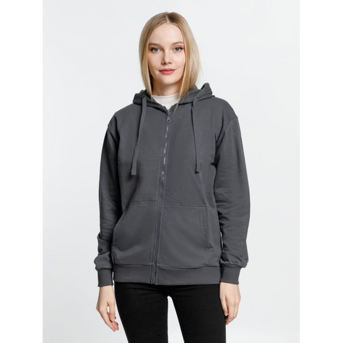 Толстовка на молнии с капюшоном Siverga 2.0, темно-серая (графит), размер XS