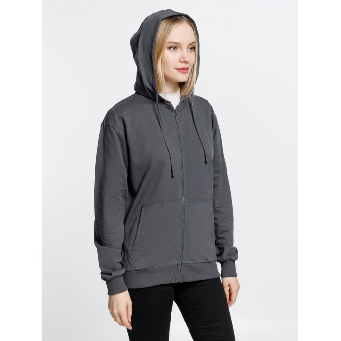 Толстовка на молнии с капюшоном Siverga 2.0, темно-серая (графит), размер XS