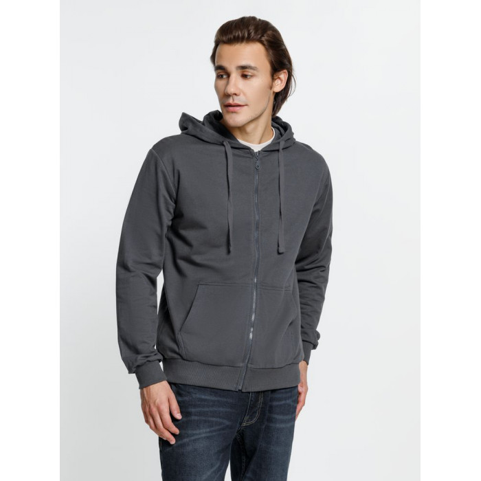 Толстовка на молнии с капюшоном Siverga 2.0, темно-серая (графит), размер XS