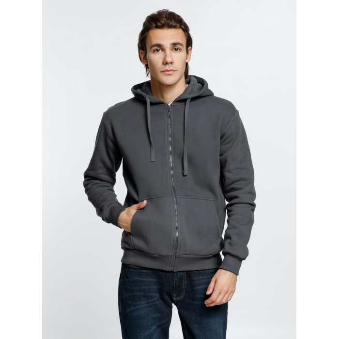 Толстовка на молнии с капюшоном Siverga Heavy 2.0, темно-серая (графит), размер XS