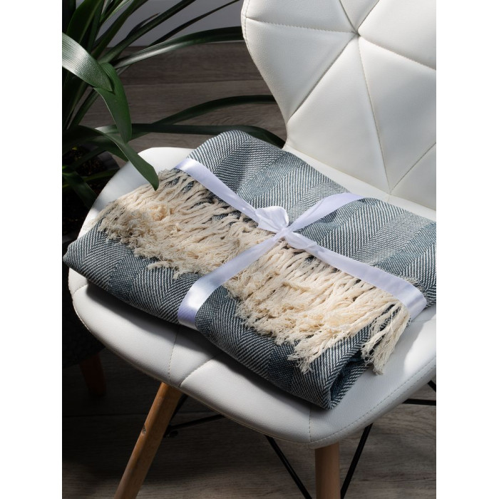 Плед «Сенеж», серо-синий