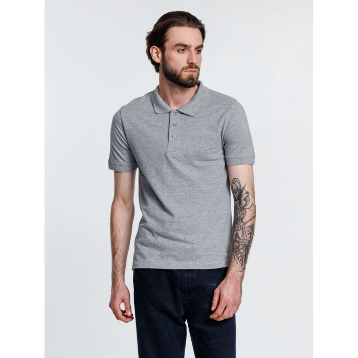 Рубашка поло мужская Adam, серый меланж, размер S