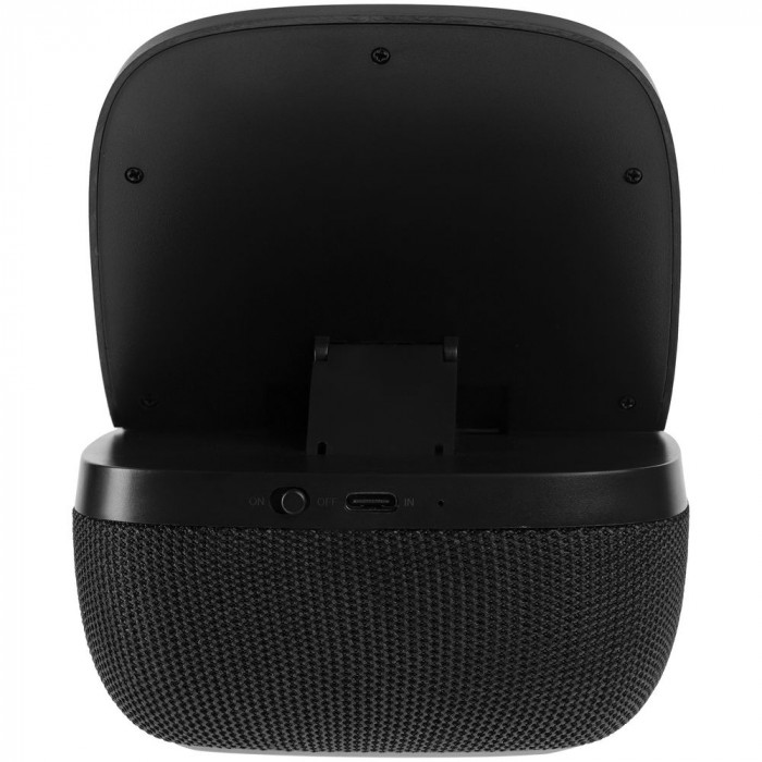 Колонка с беспроводной зарядкой Esca и подсветкой логотипа, черная