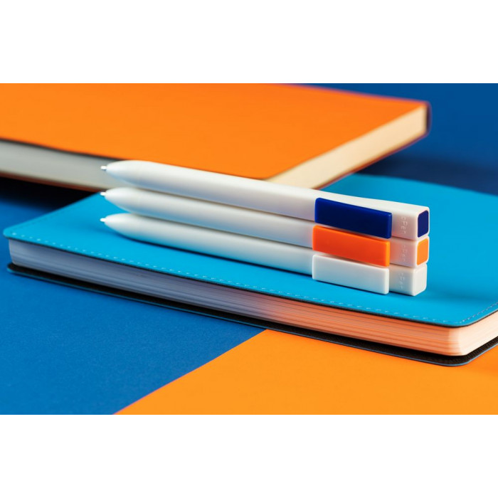 Ручка шариковая Swiper SQ, белая с неоново-оранжевым