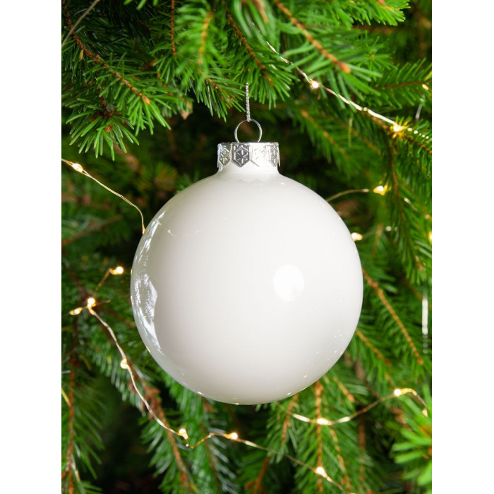 Елочный шар Finery Gloss, 10 см, глянцевый белый