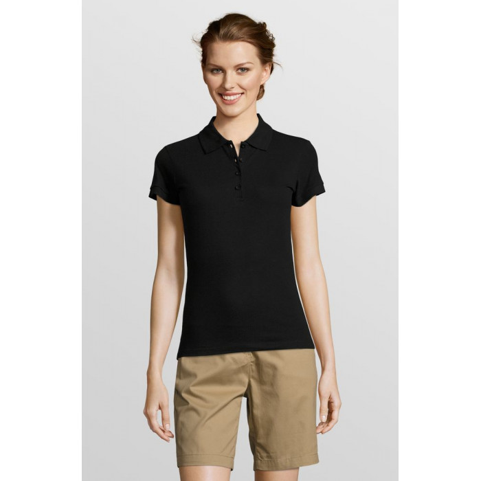 Рубашка поло женская People 210 черная, размер XXL
