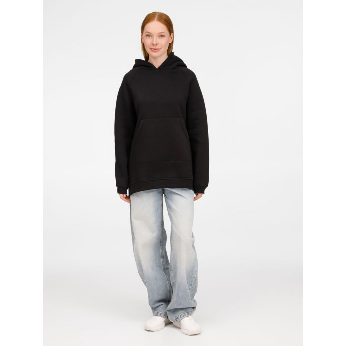 Худи унисекс оверсайз Easy Street, черное, размер XS/S