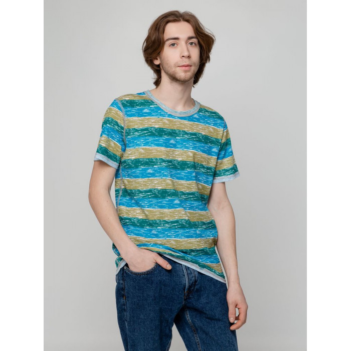 Футболка мужская Rayet двусторонняя, голубая с зеленым