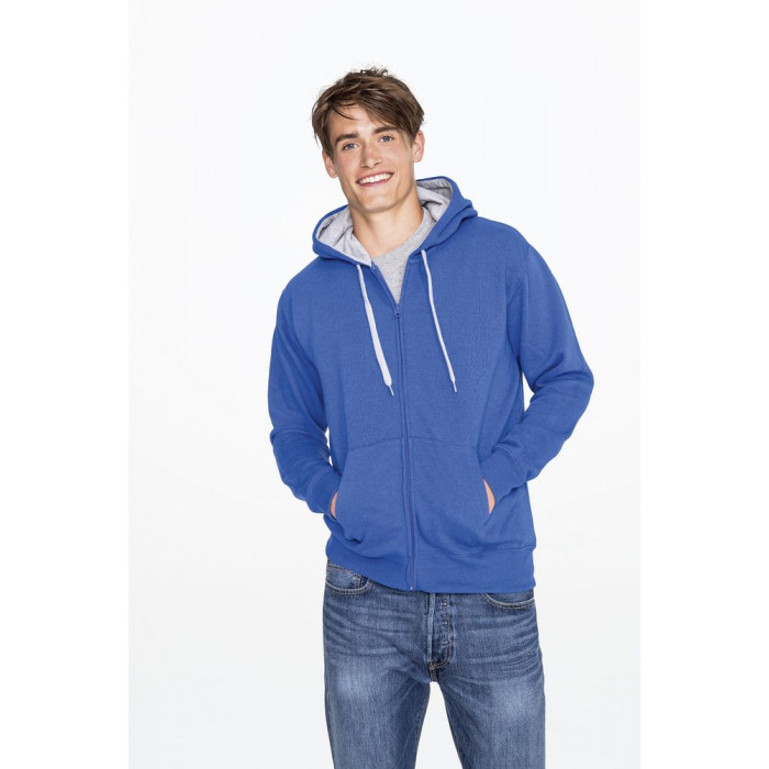Толстовка мужская на молнии Soul Men 290 с контрастным капюшоном, темно-синий, размер L
