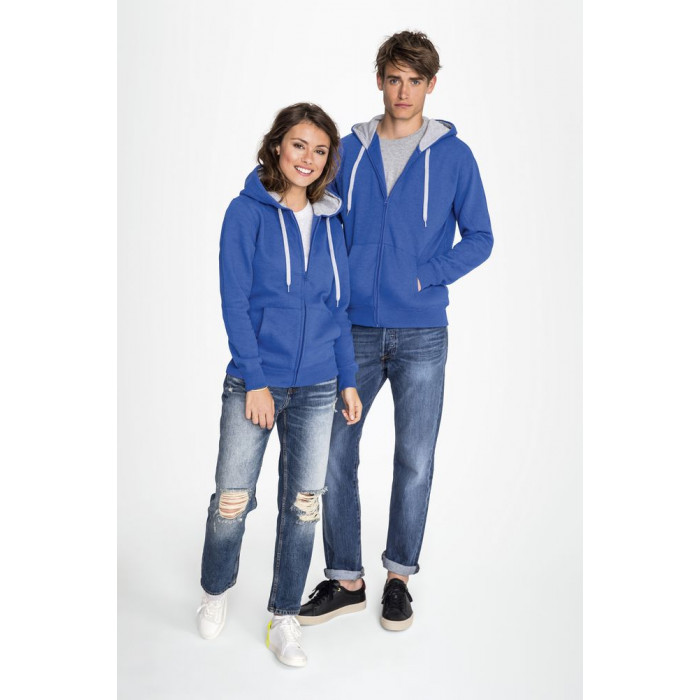 Толстовка мужская на молнии Soul Men 290 с контрастным капюшоном, темно-синий, размер L