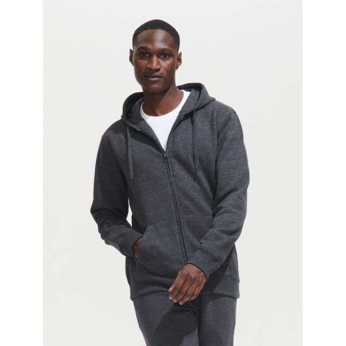 Толстовка мужская на молнии с капюшоном Seven Men, серый меланж