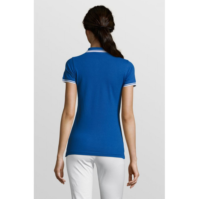 Рубашка поло женская Pasadena Women 200 с контрастной отделкой ярко-синяя с белым, размер XXL